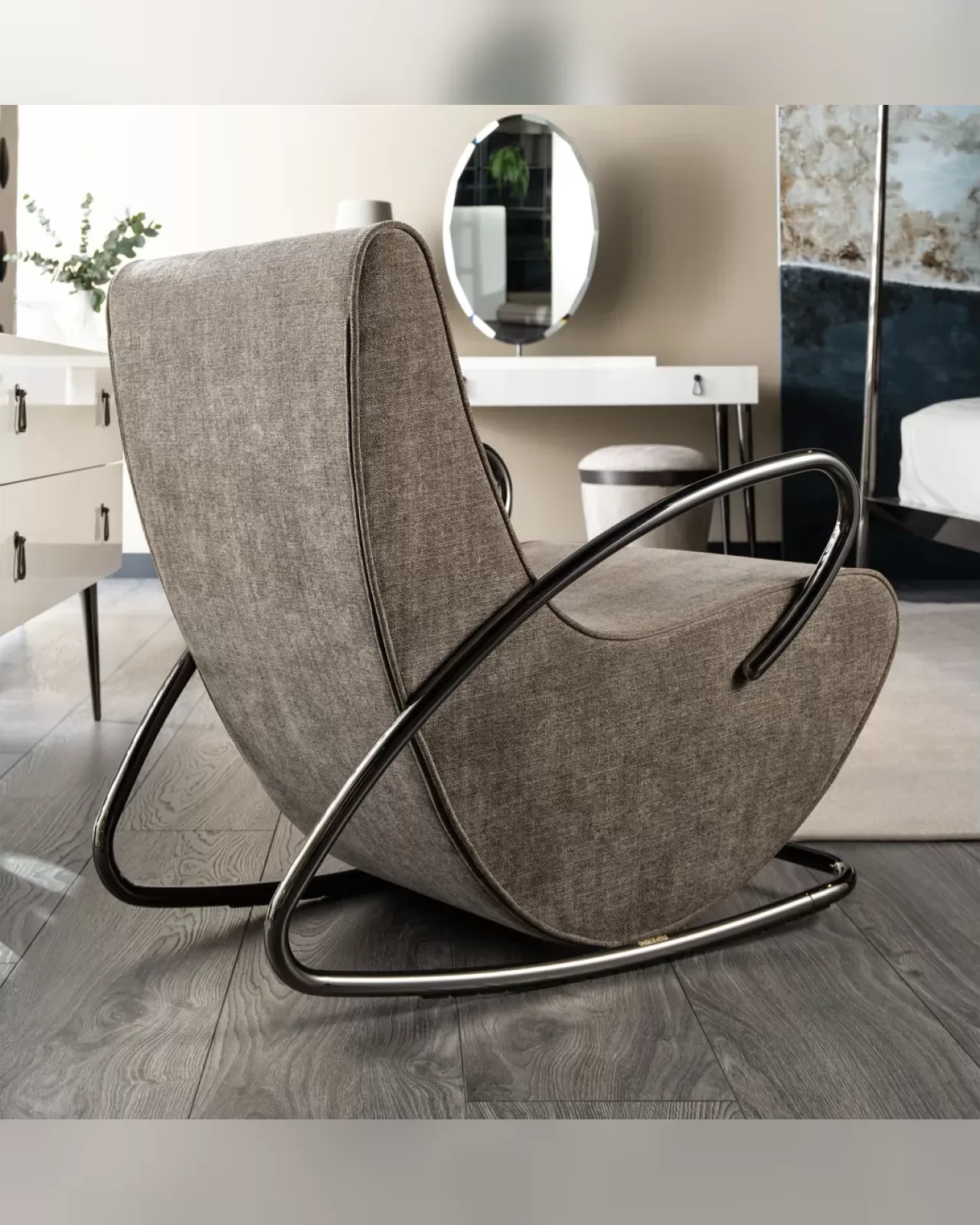 Camilla Rocking Armchair, Cantori armchair made in Italy