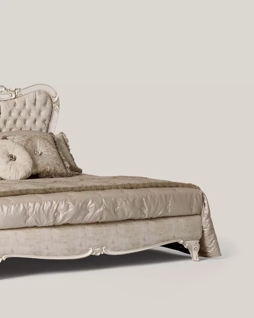 Opera Carved Bed with Capitonne Headboard, 180x200 cm, Opera carved bed by Francesco Pasi