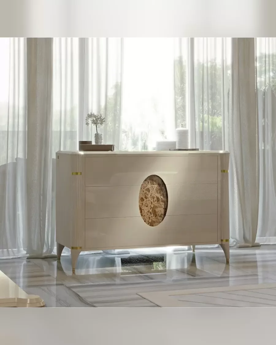 Ellipse Chest of Drawers by Francesco Pasi, Italian dresser for a coordinated bedroom