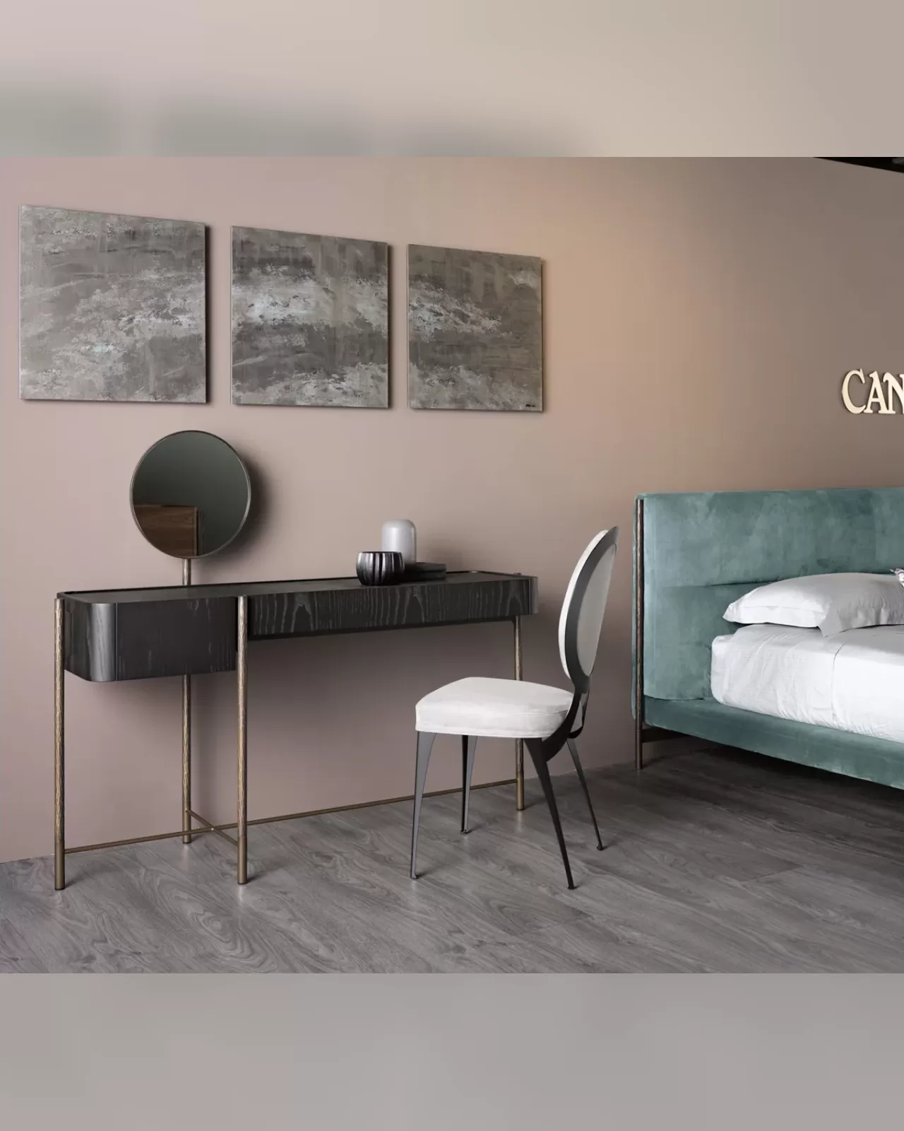 Shanghai Desk and Dressing Table by Cantori, luxury desk on metal stems
