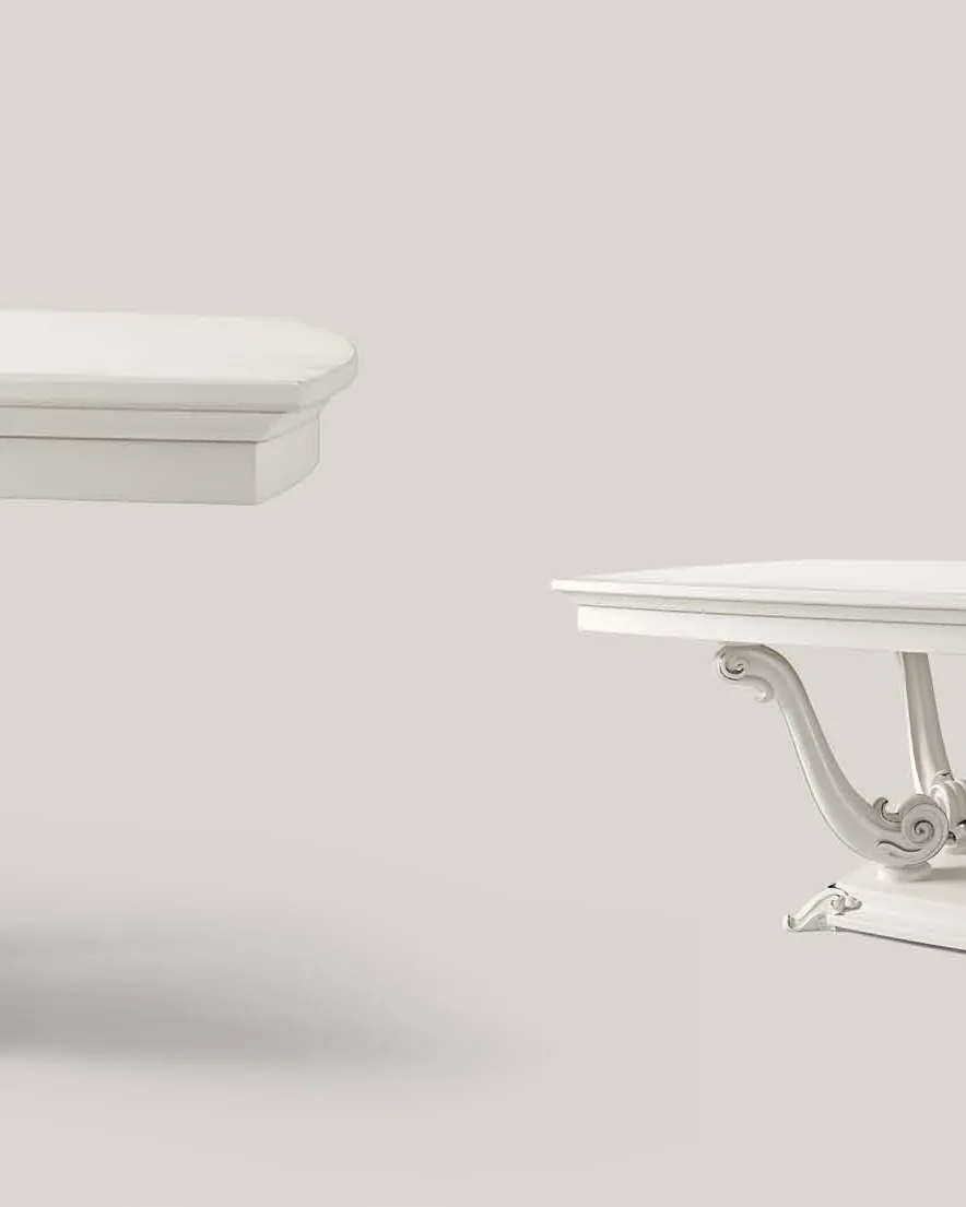 Opera Carved Barrel-Top Table with Two 50 cm Leaves, closed 220 cm by Francesco Pasi, piece of a carved dining table set