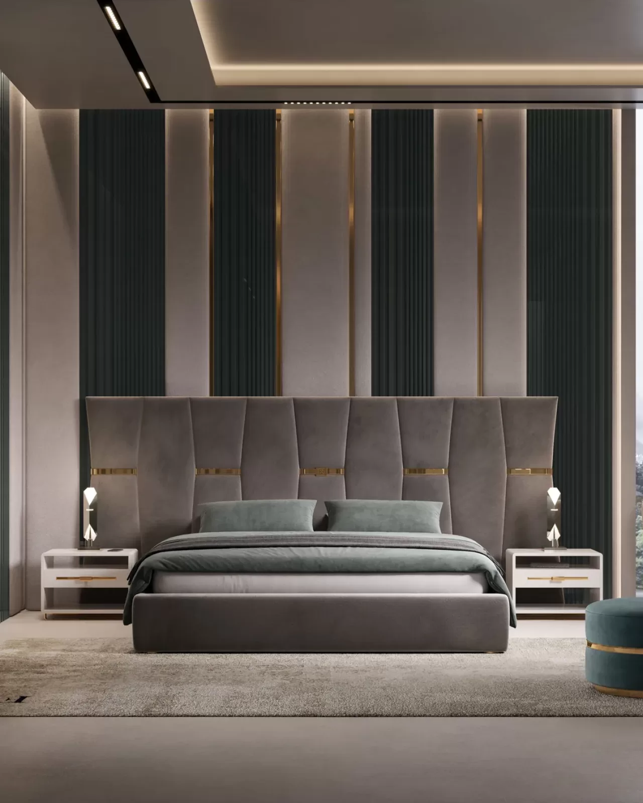 Cromo Plus Nightstand, Italian bedside table for a luxury bedroom