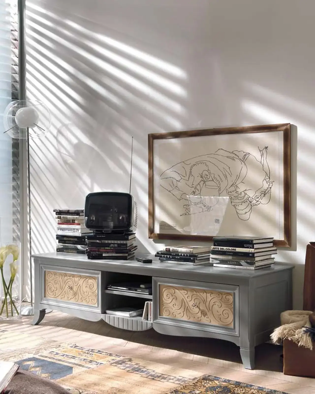 New Deco TV Base with Central Door by Francesco Pasi, TV unit to match a credenza
