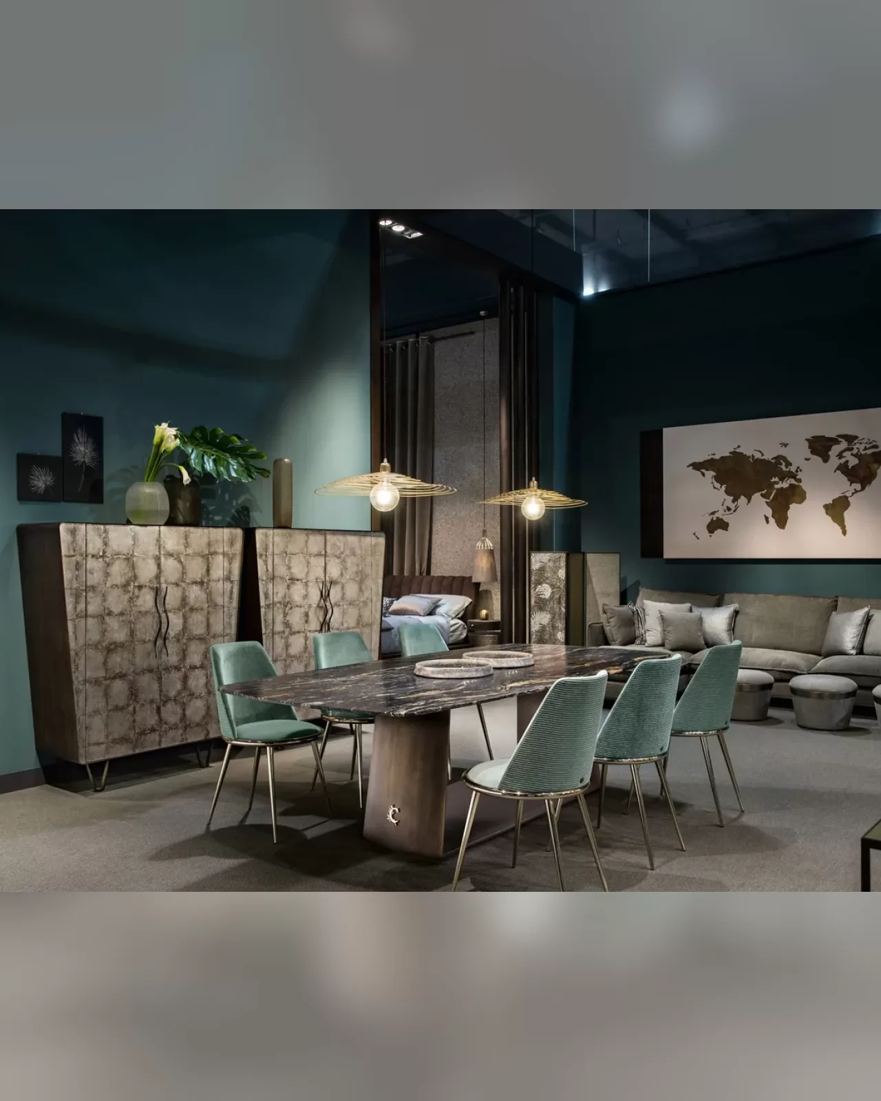 Teseo dining table by Cantori, shaped top up to 240 cm, exclusive Italian dining room furniture