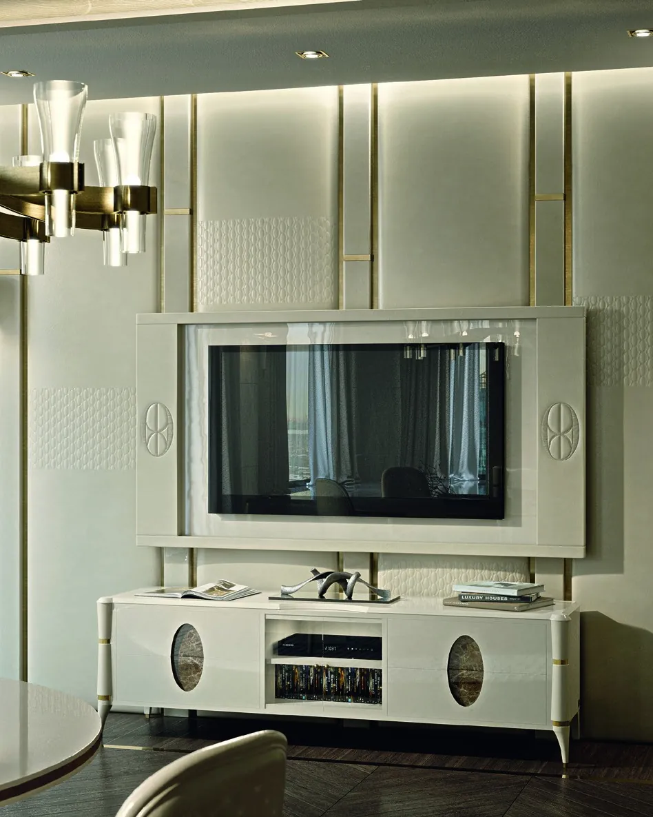 Ellipse Leather TV Wall Panel, Living Room Furniture, by Francesco Pasi