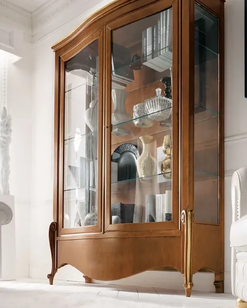 Glass-door vetrine by Avenanti, living room display cabinet, made to order in Italy
