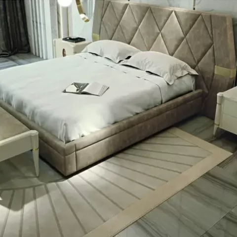 Modern Bedroom Furniture, Ellipse Bed with Quilted Headboard by Francesco Pasi