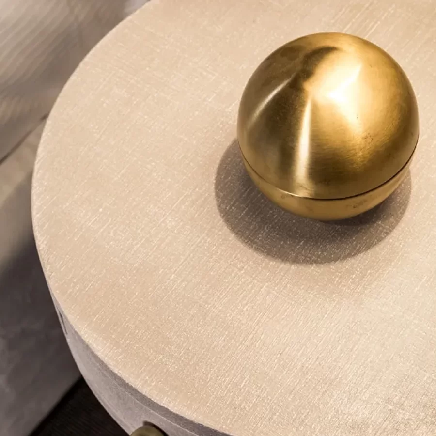 City Tamburino Side Table by Cantori, round side table on a metal drum