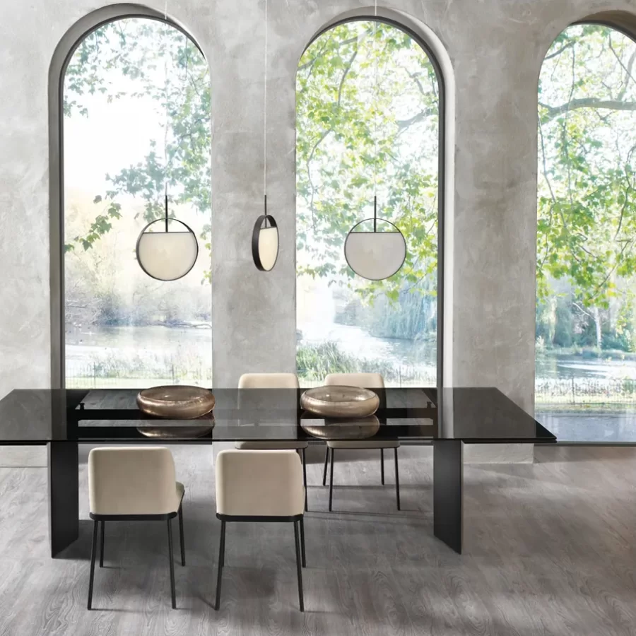 Milton Dining Table by Cantori, glass dining table, 200 or 320 cm wide