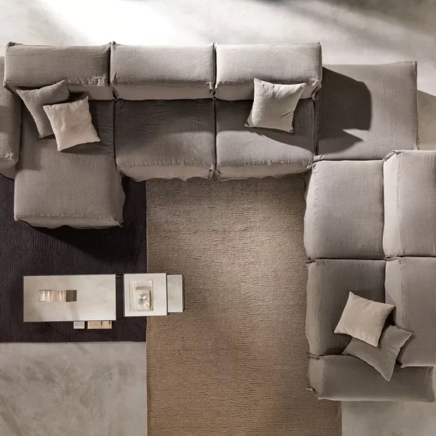 Narciso Sofa Side Tables by Cantori, metal side table beside the sofa
