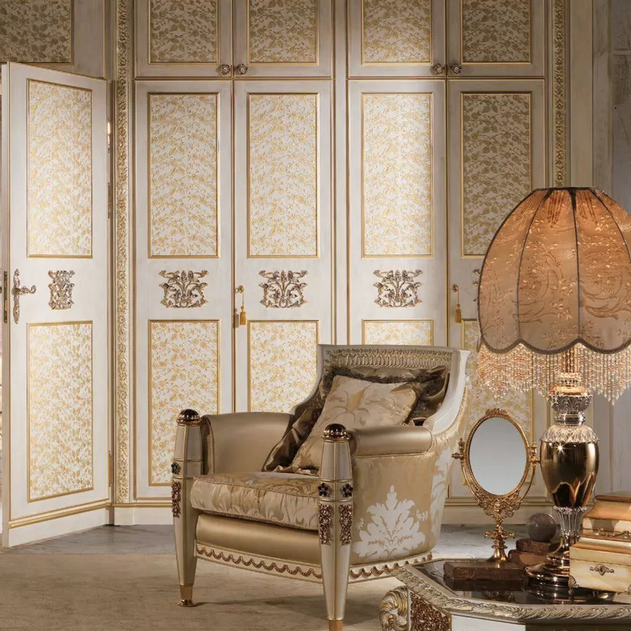 Royal Wall Wardrobe with Lace Decoration by Cappelletti, luxury bedroom furniture
