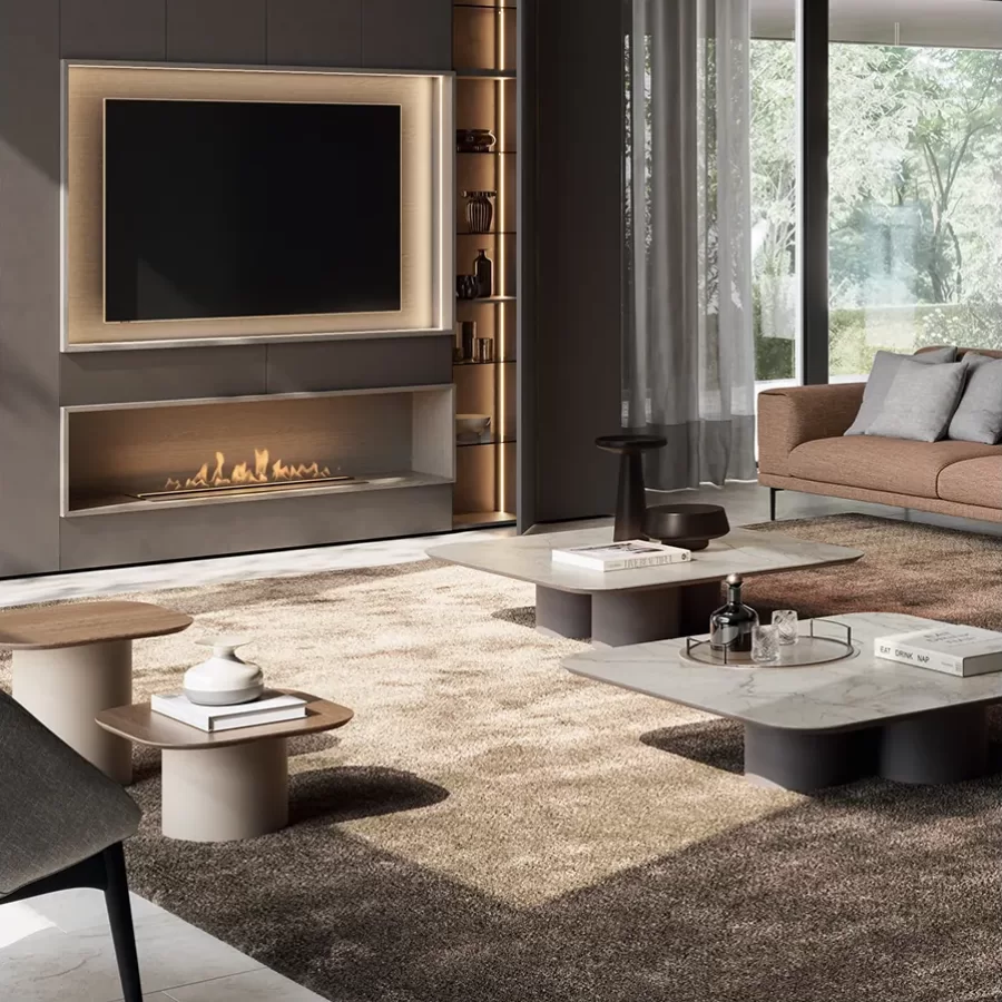 Electric Fireplace Unit by Dall'Agnese, luxury living room furniture, 50 to 101 cm wide