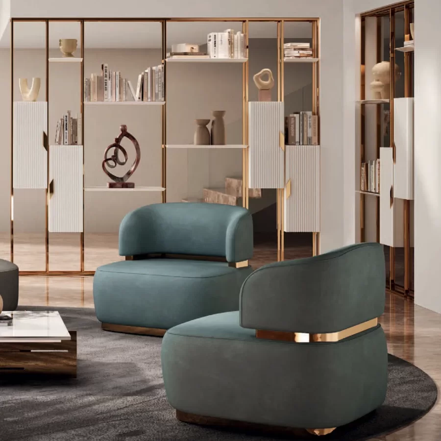 Alcor Armchair by Epoque, luxury living room furniture, in leather, made to order in Italy