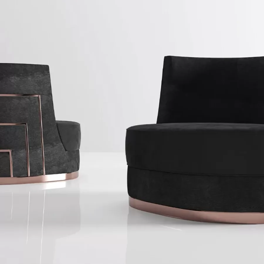 Biotite Armchair by Epoque, luxury living room furniture, in leather, made to order in Italy