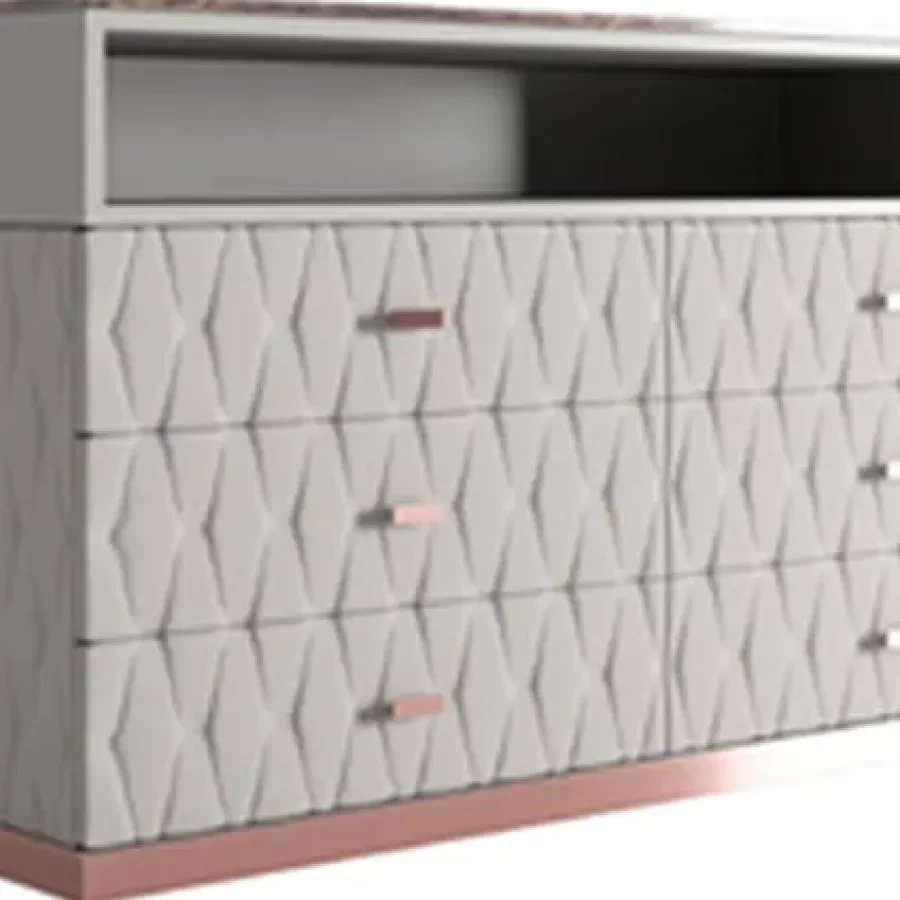 Nefrite Dresser by Epoque, luxury bedroom furniture, in leather, chest of drawers