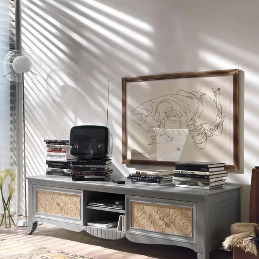 New Deco TV Base with Central Door by Francesco Pasi, media console, 191 cm wide