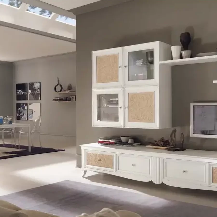 Composizione a parete New Deco 3 di Francesco Pasi, arredamento italiano classico per il soggiorno