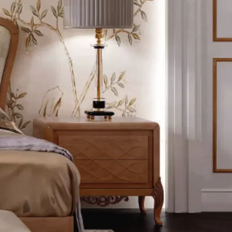 Ocean Nightstand, Touch-decor carved facade, Hand-carved legs