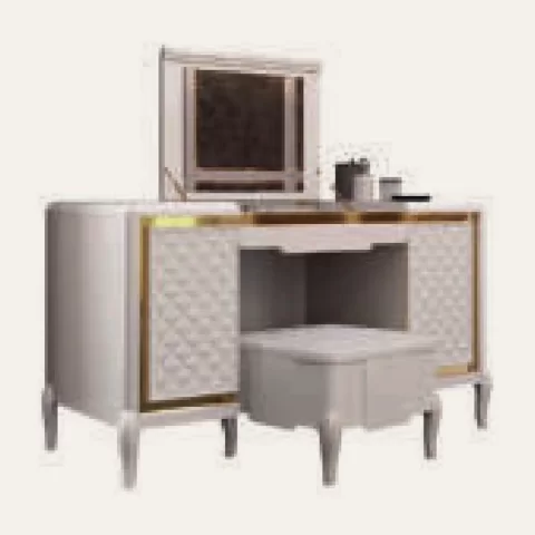 Ocean Vanity Table, Hand-quilted rhombus-pattern facade