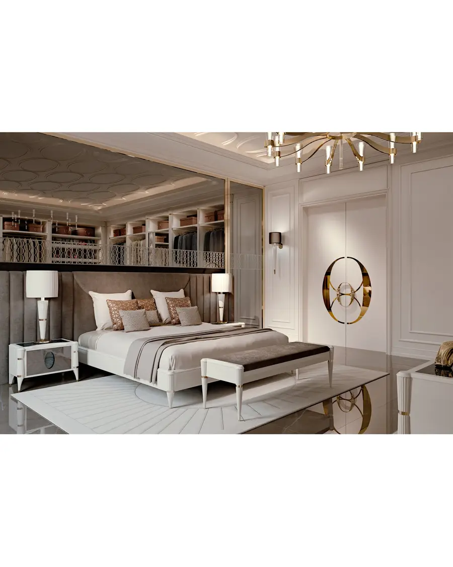 Ellipse Bed with Side Panels by Francesco Pasi, modern Italian bedroom set, in leather