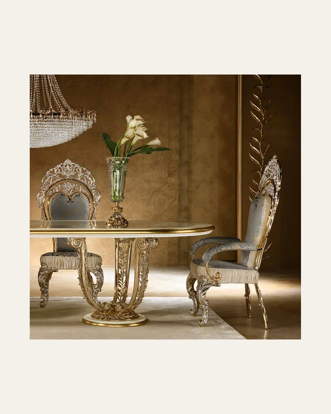 Aida Oval Dining Table AD014, Cappelletti Aida collection, classic Italian dining table in a classic dining room setting, photo 1 of 4