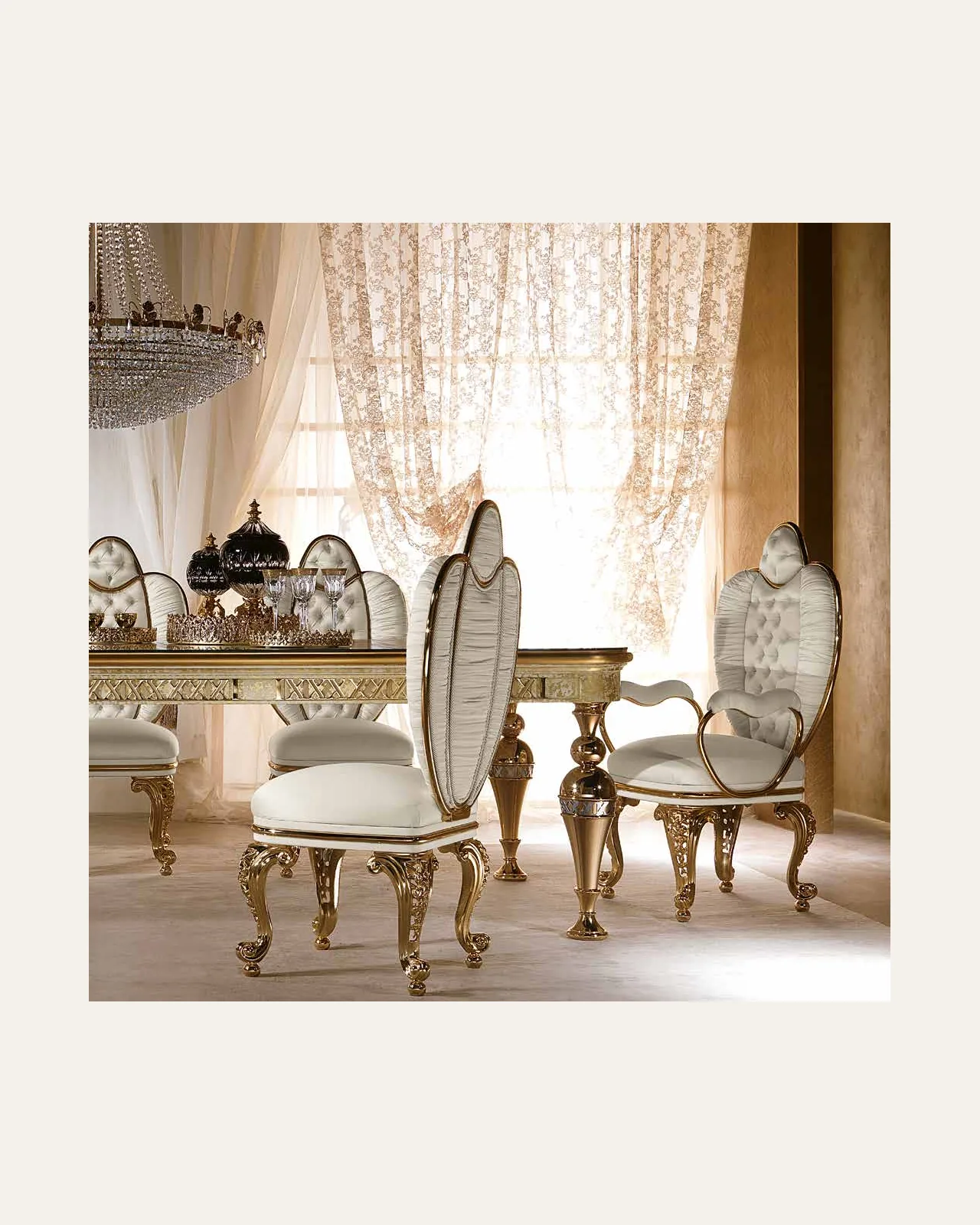 Aida Rectangular Dining Table AD114, Cappelletti Aida collection, classic Italian dining table in a classic dining room setting, photo 1 of 4