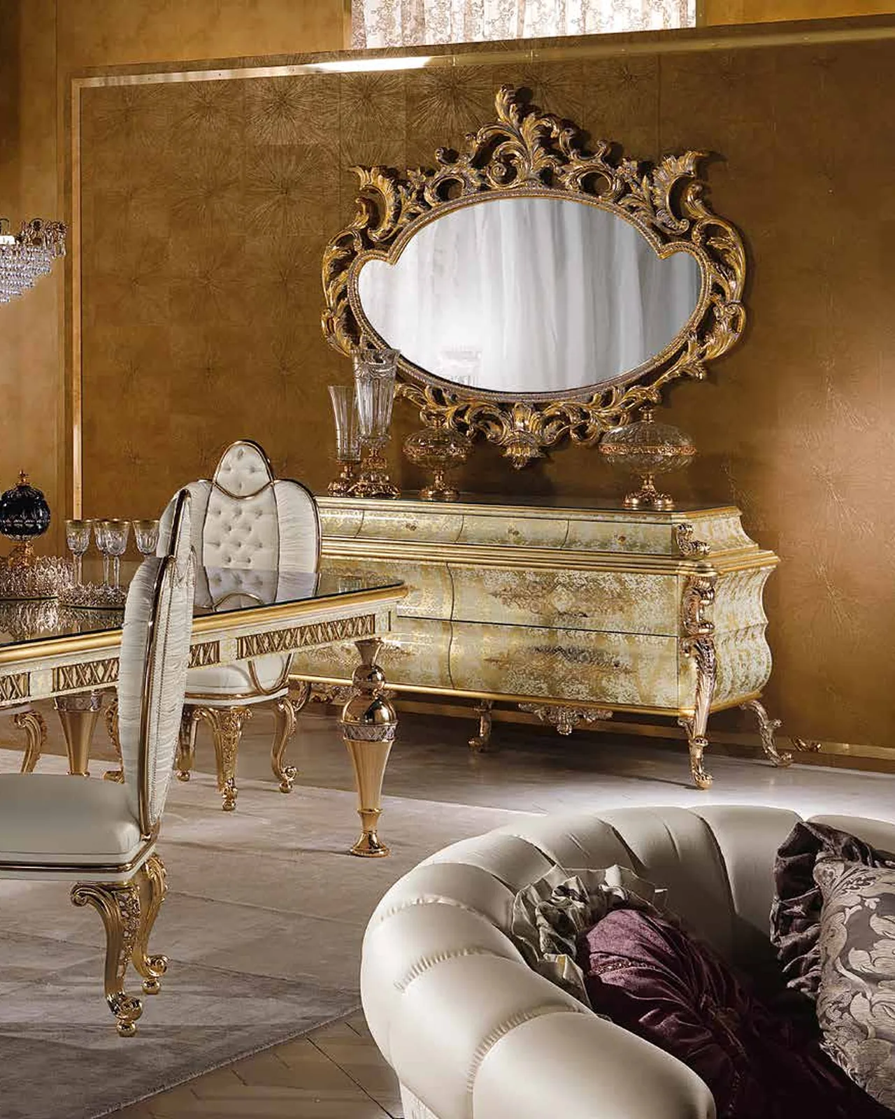 Aida Rectangular Dining Table AD114, Cappelletti Aida collection, classic Italian dining table in a classic dining room setting, photo 3 of 4