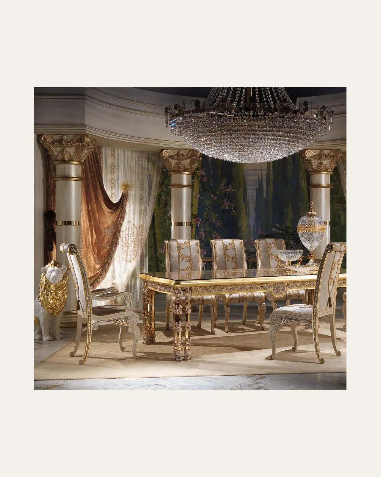 Royal Rectangular Dining Table RY114, Cappelletti Royal collection, classic Italian dining table in a classic dining room setting, photo 2 of 2