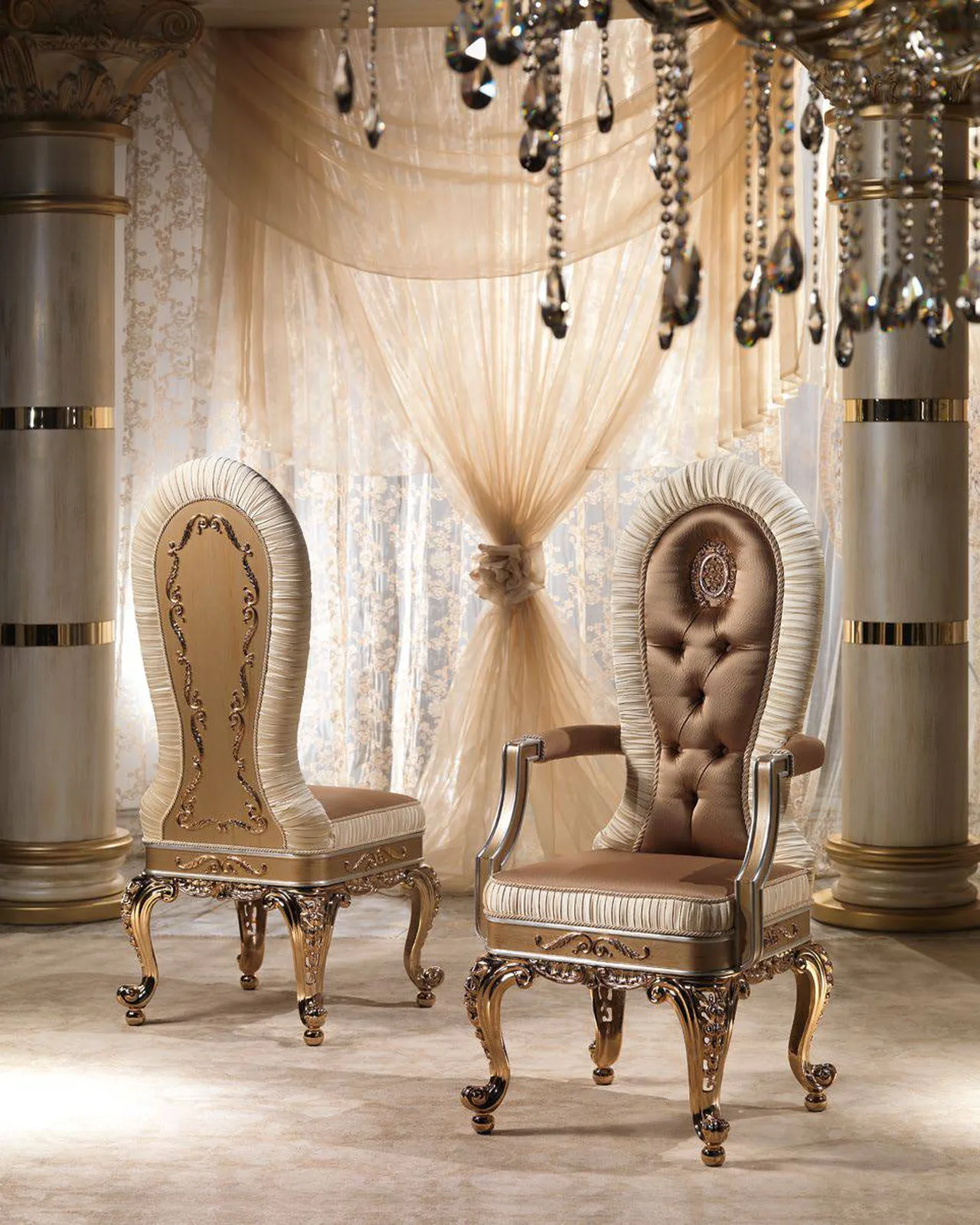 Royal Wooden Dining Chair N25015, Cappelletti Royal collection, classic Italian dining chair in a classic dining room setting, photo 1 of 4