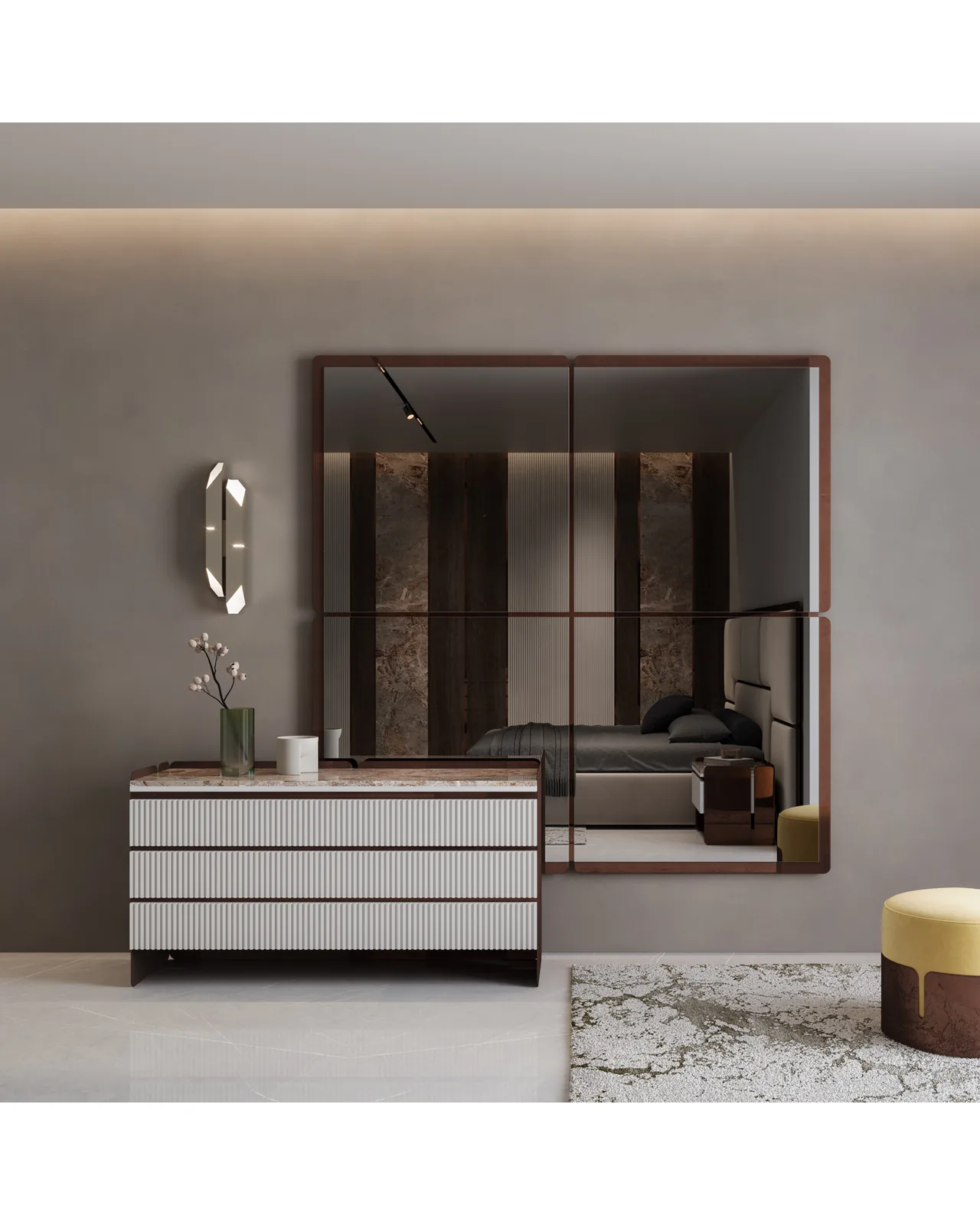 Comò Morganite di Epoque, ambientato in camera da letto, foto 1 di 2, catalogo Nobili Design
