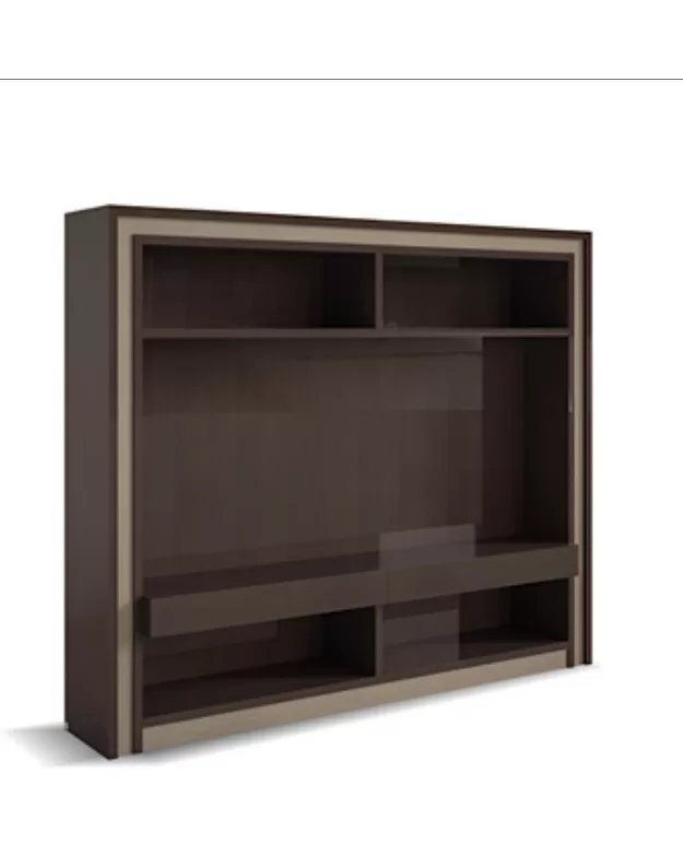 Icon Wall System with TV Opening, Compact, Living Room Furniture, in Canaletto walnut, contemporary style, by Francesco Pasi