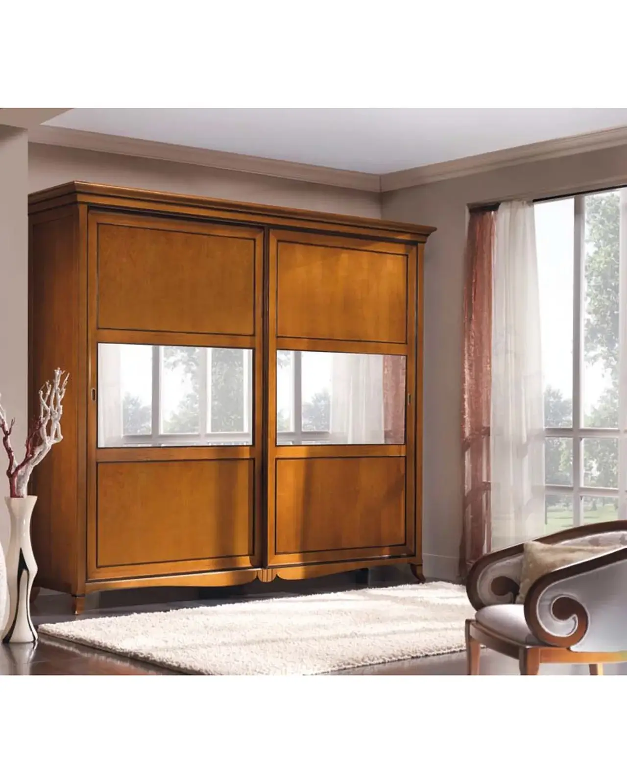 New Deco Wardrobe with Bronze Mirror – Francesco Pasi New Decò, in a bedroom setting