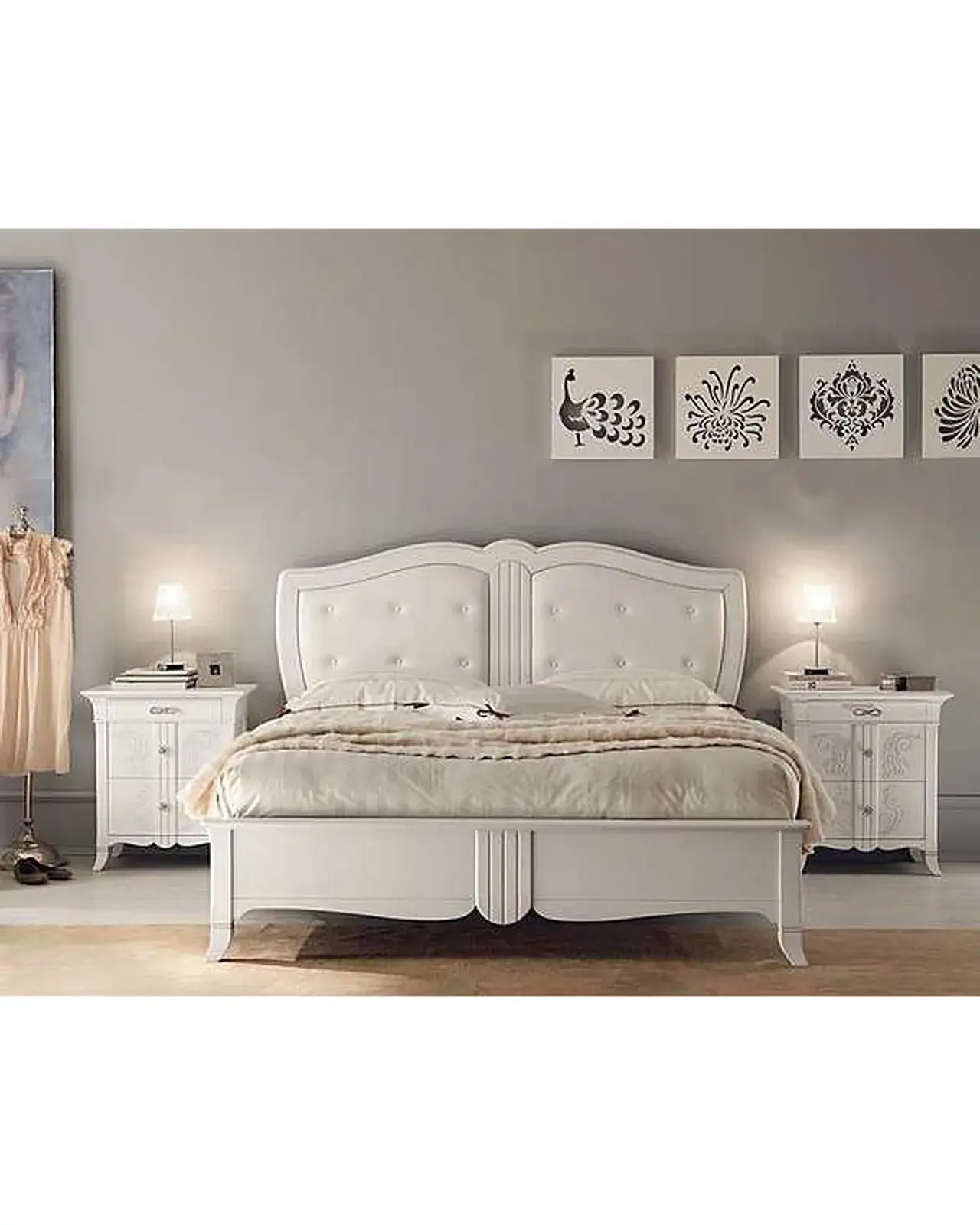 New Deco Bed with Buttoned Leather Headboard – detail view, Francesco Pasi New Decò