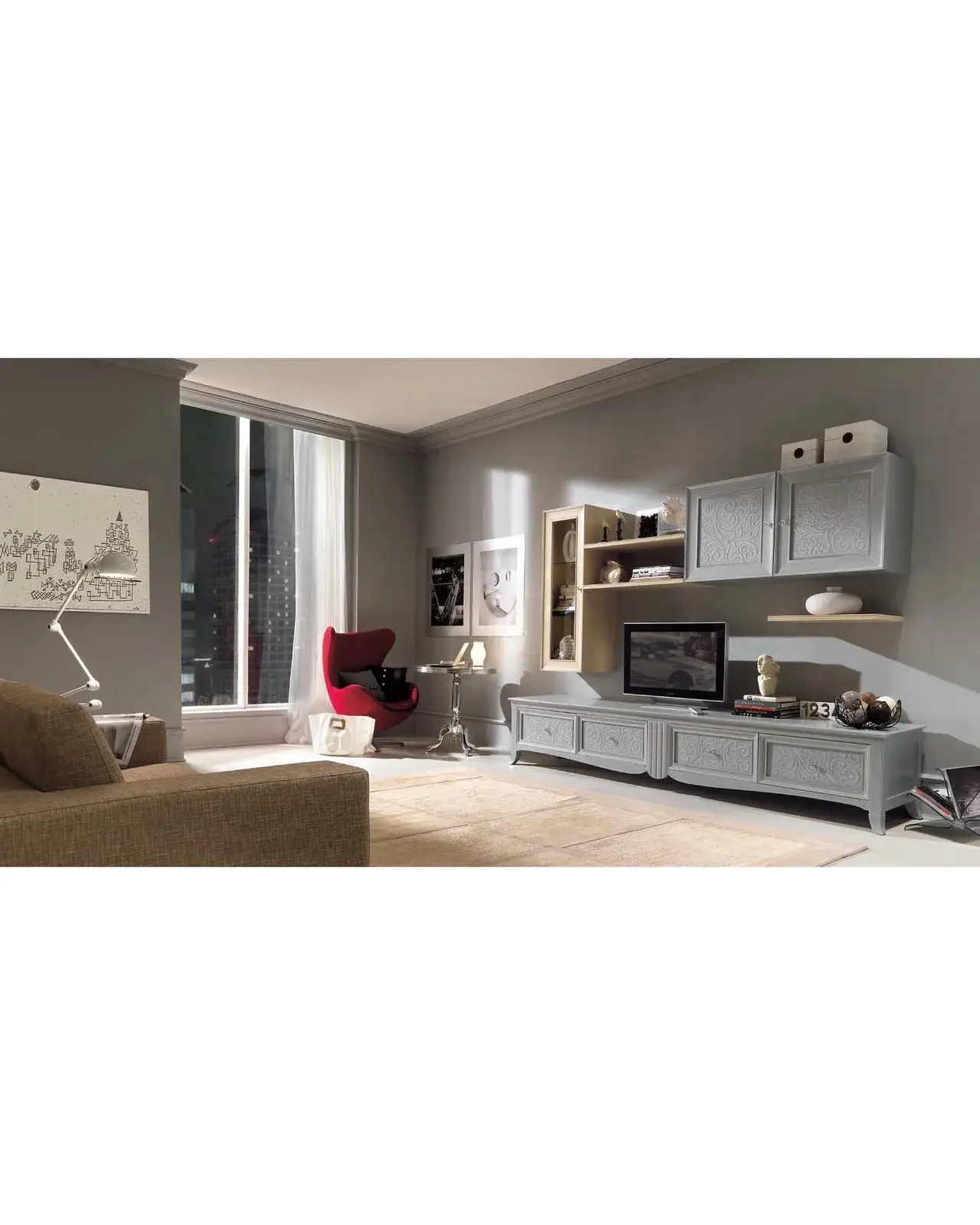 New Deco Wall Composition 2 by Francesco Pasi, Italian art deco furniture for the living room