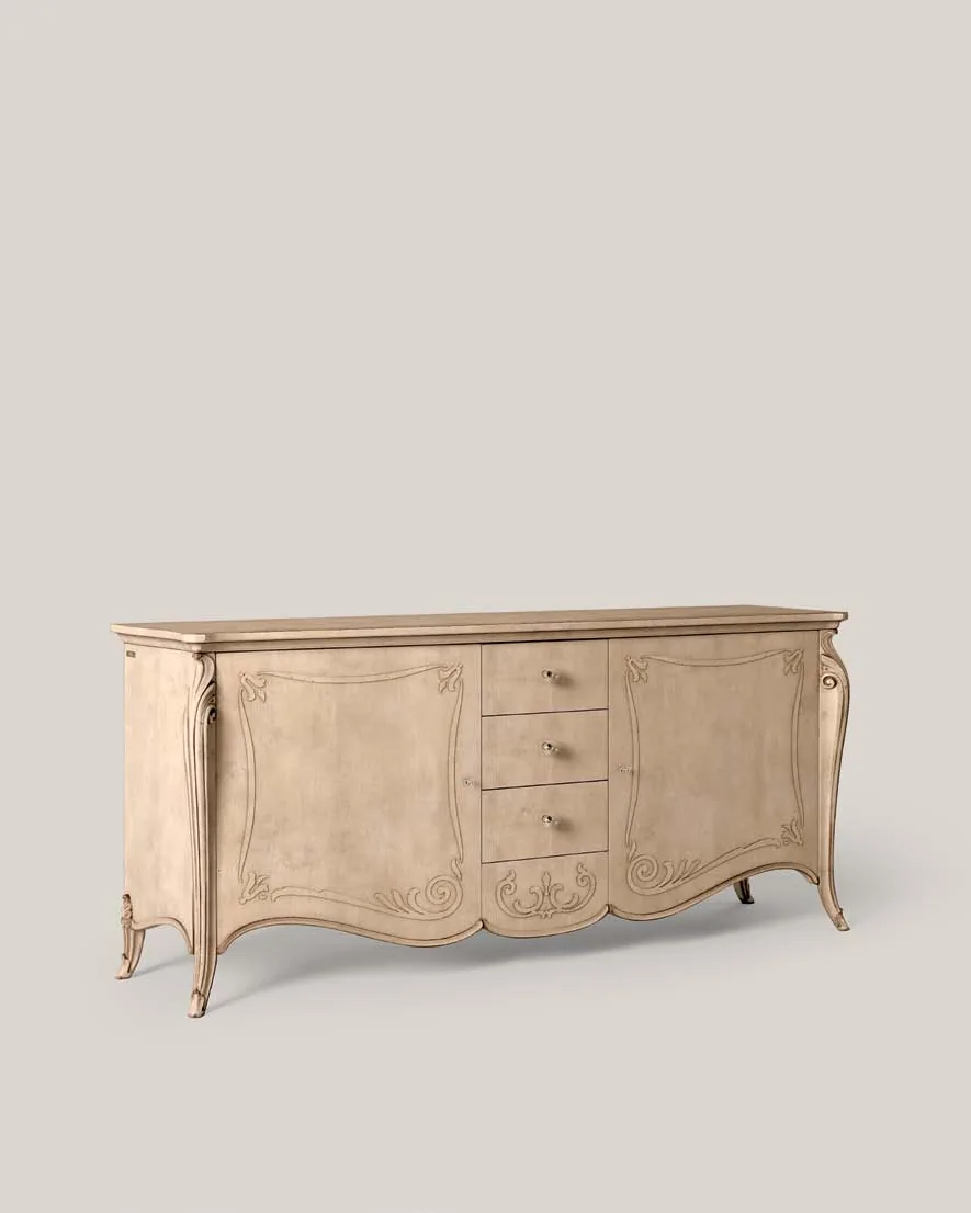 Opera Shaped Sideboard, Carved "B" Decoration, 2 Doors 3 Drawers, image 3 of 3, by Francesco Pasi