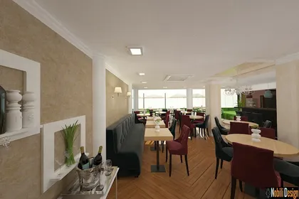 Harmonious blend of style and comfort in this complete luxury Mediterranean restaurant interior design.
