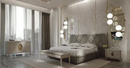 Upholstered bed for modern bedroom Elipse, high-end furniture