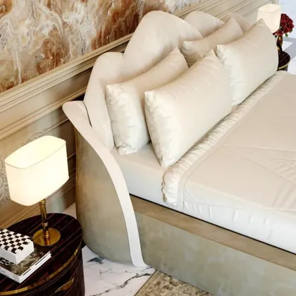 Letto moderno di lusso Lotus imbottito a forma di fiore