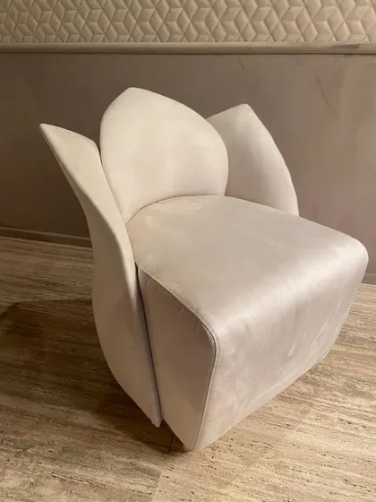 High End Contemporary Suede Flower Dressing Table Armchair - Lotus