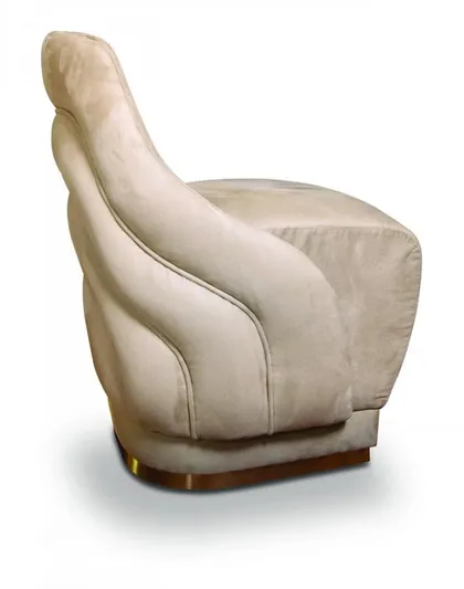 Italian Curved Designe Suede Fabric Chair Collier, modern italian furniture