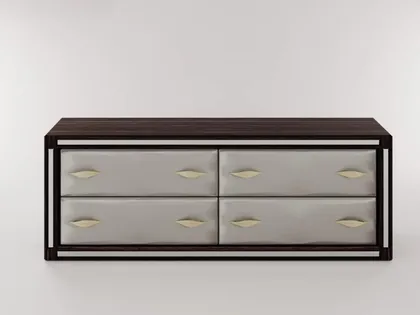 Luxury Modern Ebony And Damask Fabric Sideboard - Lotus