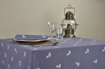 Cotton fabric for restaurant table linen Navy 02