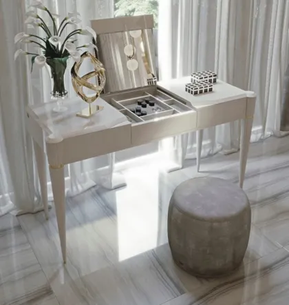 Ellipse Vanity Table with Ottoman, italian home furnishings