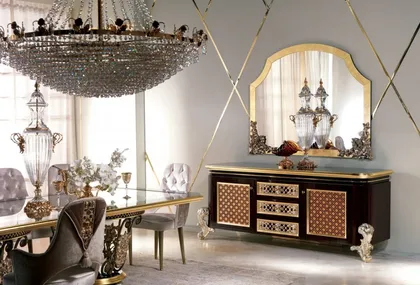 Sala da pranzo Arya, arredamento italiano di lusso, mobili classici italiani