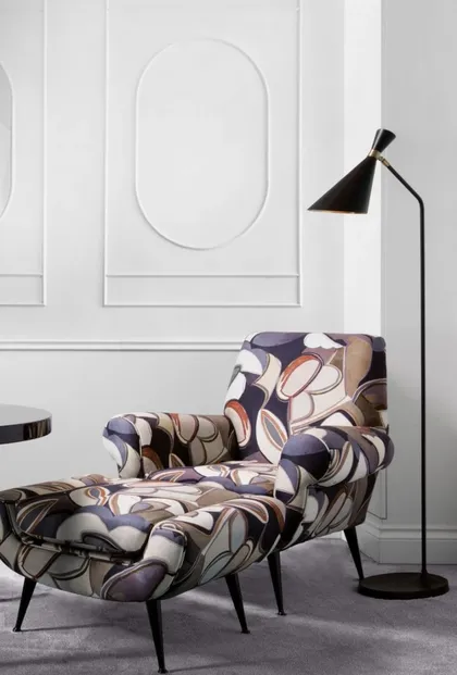 ANTONELLA armchair and pouf, italian home furnishings