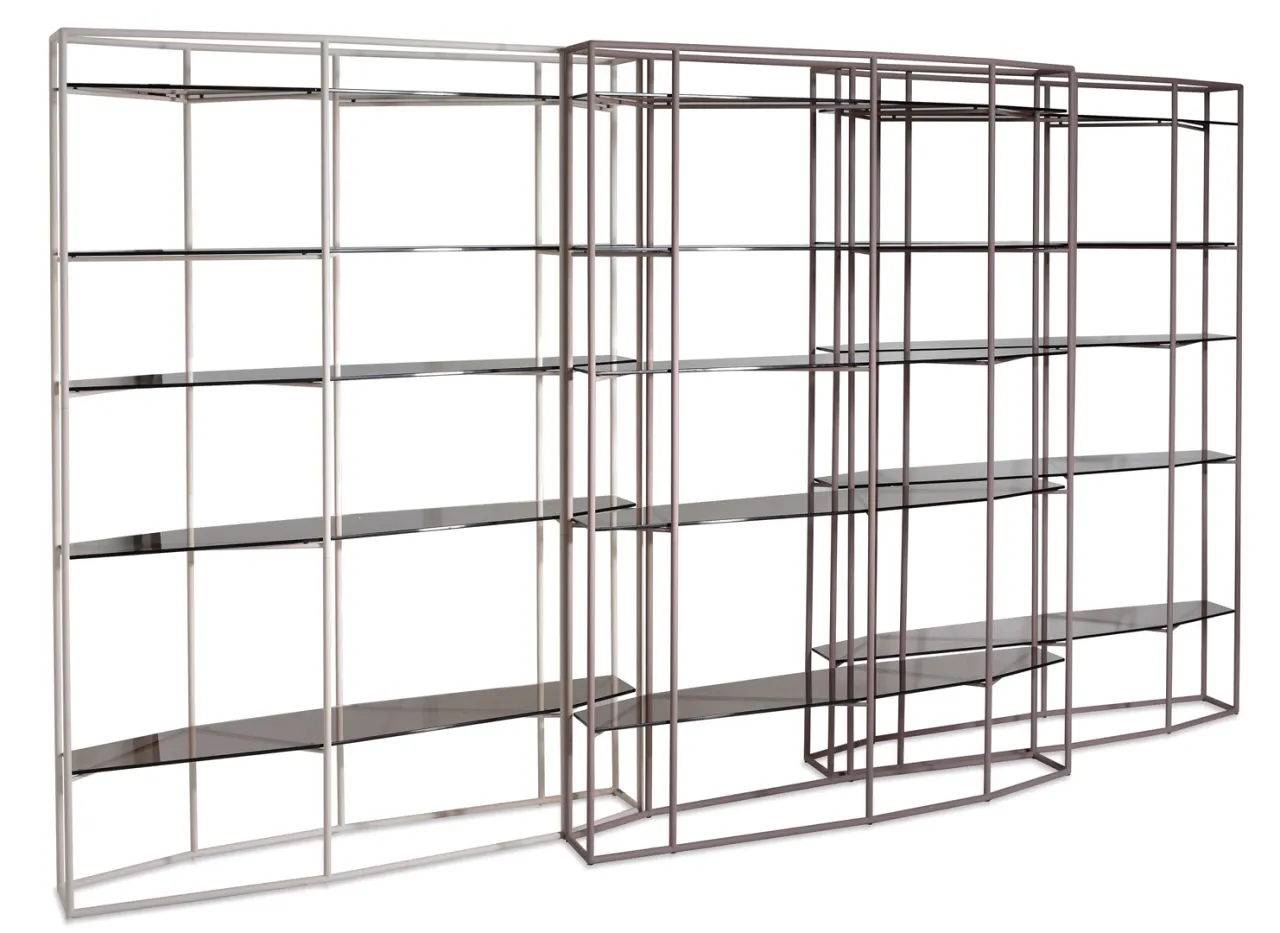 Diadema Bookcase by Cantori, asymmetric bookcase design in iron