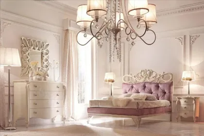 Mobili classici di lusso bianchi per camera da letto, collezione Charlotte